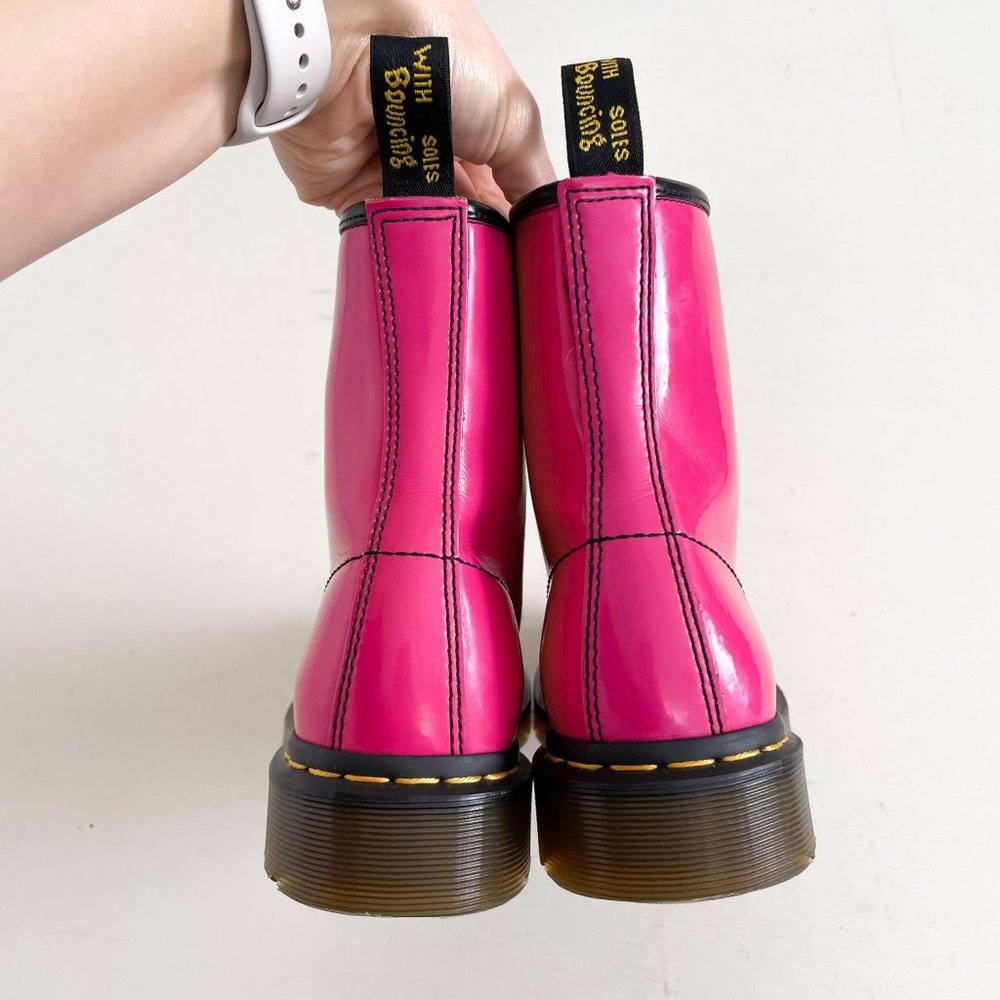 Dr. Martens Hot Pink 1460 Patent Leather Lace Up Combat Ankle Boot Womens Size 7 - Picture 6 of 12